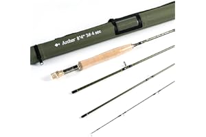 ANGLER DREAM AnglerDream Archer Fly Fishing Rod 4 Section 3/4/5/8WT with Cordura Tube Graphite IM 10 / 36T Carbon Fiber Dark Green Fly Rod