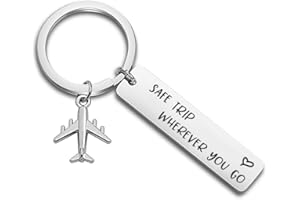ENSIANTH Safe Trip Wherever You Go Keychain Safe Travels Keychain Flight Attendants Gift Pilot Jewelry Aviation Gift