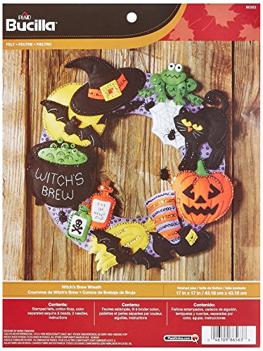 Bucilla 86563 Witch's Brew Wreath Felt Applique Wall Hanging Kit, 17-Inch, Acrylic, Multicolour, 2x9.5x11.75 cm