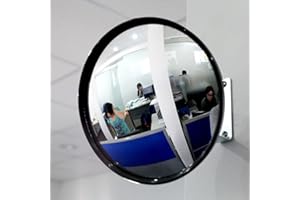 V3VOGUE Miroir Convexe Noir Sécurité Miroir De Circulation Convexe Trafic Route Sortie De Garage 16cm 22cm 24cm, Réglable Miroirs De Sécurité avec Grand Angle, pour Surveillance Panoramique