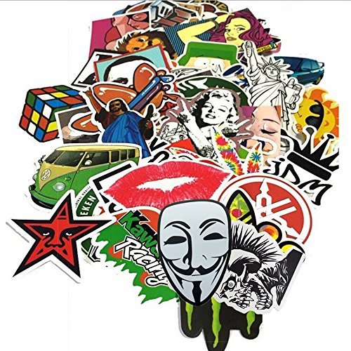 Preisvergleich Produktbild 100 Stück Beste Vinyl Aufkleber Pack - Alle Verschiedenen Zufalls Styles Top Trendy Aufkleber Pack - für Laptop Macbook Skateboard Snowboard-Gepäck-Koffer Furnitures iPhone Auto-Fahrrad-Autoaufkleber Bombe Pack - Vintage Retro Pop-Art-Graffiti Super Cool-Abziehbild-Aufkleber-Pack