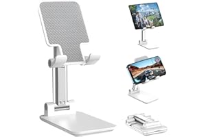 ZSMJAER Uniwersalny regulowany uchwyt na telefon komórkowy, regulacja wysokości i kąta, uchwyt stołowy do wszystkich smartfonów, składany stojak na telefon komórkowy, do domu, biura, na podróż, czarny