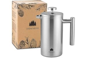Groenenberg French Press I Coffee press I insulated cafetiere I Stainless steel Coffee maker in different sizes 2 cups to 4 cup