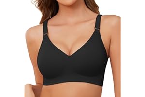 Lonya Bras for Women Push Up Seamless Non Wired Support Full Coverage Ladies V Neck Wireless Bra Comfort Adjustable Padded Zero Feel Bralettes