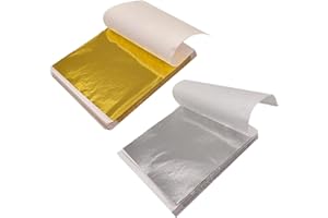 Barlone 200 Stück Imitation Goldfolie Blattsilber Flocken Blattgold, Blattgold zum Basteln 9x9cm, Goldpapier zum Basteln, DIY Malerei, Handwerk Nägel, Blattgold Acrylmalerei, DIY Crafting Prägefolie