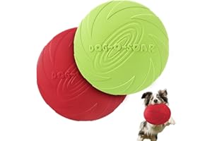 EEPLUYTY Confezione da 2 frisbee per cani da 18 cm,Frisbee di Gomma, ottimi per l'addestramento degli animali domestici (rosso e verde)