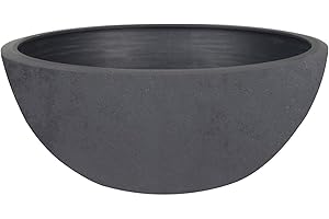 PFLANZEN-KÖLLE EDA - Vasque Basalt'Up 30 cm - 5,5 L - Décor Imitation Béton - Ø 29,5 x H.12 cm - Gris Anthracite