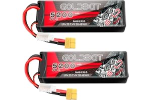 GOLDBAT 2S Lipo RC Akku 7,4V 50C 5200mAh LiPo Akku Hardcase Pack mit XT60 Stecker für RC Auto Evader RC Hubschrauber RC Truggy Buggy Evader BX Auto LKW Truck RC Hobby (2Packs)