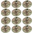 12 Pcs M8 Flange Nuts Female Thread Carbon Steel T-Nuts Brad Hole Tee Nuts for Fixing Connection Furniture