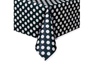 Unique- Dots Plastic Tablecover Spot Tovaglia Plastificata, Pois, Nero (Black), Confezione da 1, 50260