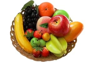 Lorigun Confezione da 12 tipi di frutti artificiali, frutti finti per la decorazione domestica, set da frutta di simulazione, decorazioni per feste natalizie, 12 diversi frutti in un set,16 pezzi