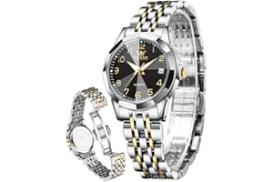 OLEVS Damenuhren Leicht zu lesen Armbanduhr mit Kleines Gesicht Gold Silber Edelstahlband Leuchtend wasserdichte Kalender Luxus Armbanduhr