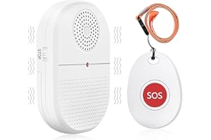 Daytech Notfall-Pager, persönlich für ältere Patienten, Vibrationsalarm, Audio und Rotlicht-Alarm, 57 Alarm-Summer, über 500+ kabellose Reichweite, batteriebetrieben mit Gürtelclip