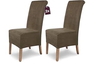 ‎SH SCHEFFLER-HOME LIVE HOMESTYLE Scheffler Home Stuhlhussen Leon Veltara Taupe-Braun 2er Set – Elastische Stuhlbezüge in Wildlederoptik für Freischwinger und Esszimmerstühle – Öko-Tex Zertifiziert