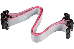 sourcing map Connecteur IDC 20 Broche Connecteur Femelle câble Ruban Plat Câble Nappe 30cm 2.54mm,5pcs