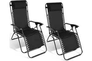IDMarket - Lot de 2 fauteuils de Jardin inclinables Relax Grand Confort Noir