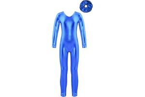 TiaoBug Mono Brillante de Danza Gimnasia para Niñas Maillot Manga Larga de Metálico Elástico Mono de Patinaje Artístico Ropa de Deportiva Fitness Yoga 3-12 Años