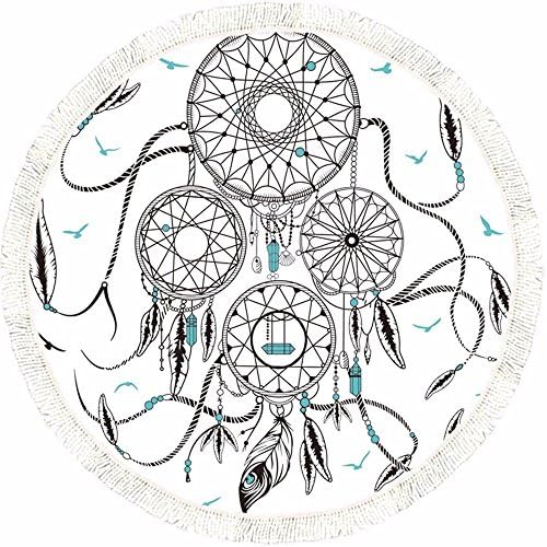 SHATAN TOWEL Stylish Stamp Beach Mat Round Portable Printing Beach Towel and Picnic Blankets Tapestry Yoga Mat Towels 150*150Cm,B