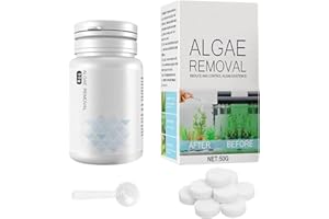 GOERPN Fish Tank Algae Remover,Fish Tank Cleaner,50g Aquatic Algaecide with Spoon,Safe for Fish and Plants,Natural Aquarium Algae Treatment Clears Green Water and Moss for Clear Water,Healthy Environment