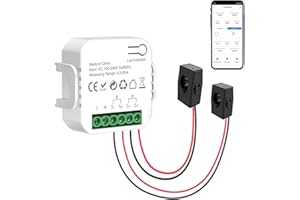 PHOVOLT WiFi Smart Electricity Meter: Dual Channel Smart Home Energy Monitor with 2PCS 80A CT Clamp, Calibration Function, Tuya Smart Life App Remote Control, Real Time Electricity Monitor