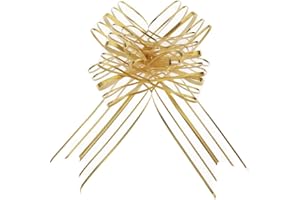 upain 20 Packs Pull Bows Gold Gift Wrapping Bows Large Organza Pulled Bow Ribbons for Gift Wrapping Flower Present Wedding Car Decoration