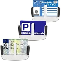 2-Pack Transparent Parking Ticket Holder For Car Windscreen - Adhesive Clip For Permits & Receipts-488296