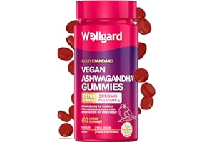 Wellgard Vegan Ashwagandha Gummies – High Strength Ashwagandha with Vitamin B6, Highly Bioavailable, 60 Gummies, UK Formulated