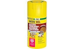 JBL PRONOVO BEL Grano, Alimento básico para Todos Peces de Acuario de 1-3 cm, Gránulos para Peces, Dosificador de Clic, tamaño XXS, 100 ml