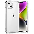 Gueche Crystal Clear iPhone 14 Case, Shock-Absorption, Soft Silicone TPU + Hard Back PC Phone Basic Case, Compatible with Wireless Charger and Bike Phone Holder
