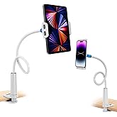 amazon basics Gooseneck Mobile Phone and Tablet Holder | Tabletop Holder with Clamp and 360⁰ Rotation | Universal Compatibili