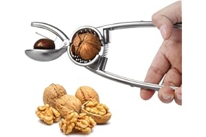 Hwtcjx Nussknacker, Nussknacker Walnüsse, Walnussknacker mit Rutschfestem Griff, Edelstahl Nußknacker Walnüsse, Multifunktional Nußknacker für Pecan, Walnut, Mandeln, Haselnüsse (Silber)