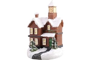 URFEDA Casas de Pueblo de Invierno de Navidad, Casas de Figuras de Navidad Juegos de Construcción de Pueblo con Luz LED, Adornos Navideños de Figuras Navideñas Juguetes de Regalo para Niño
