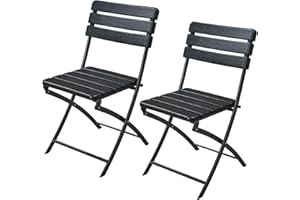 SVITA Lot de 2 chaises de balcon, pliantes, aspect bois, pour l'extérieur, noires