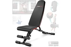 Banco de pesas Sportstech, plegable, inclinado y plano, max. carga de 180 kg, para entrenar los abdominales y ponerse en forma + más de 40 combinaciones para uso doméstico | BRT400