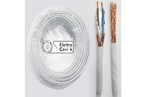 FABBRICA CAVI ELETTRICI ELETTRO CAVI K CAVO SCHERMATO FR2OHH2R 2x1,5 mm² GOMMATO ANTIFIAMMA BIPOLARE FLESSIBILE 2 POLI 10 METRI - MARCA ELETTRO CAVI K