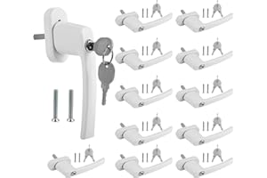 Fiqops Window Handle Aluminium Lockable Pack of 12 White Child Lock with Pin Length 35 mm Lockable when Tilted and Closed
