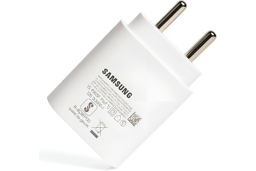 25W PD 3.0 Type-C Superfast Charger Adapter for Samsung M07 M17 M17e M36 M06 M05 M16 M35 A57 A37 A07 A55 A56 A35 A17 A36 S24Fe F70e F17 F07 F06 F16 F36 F56 Z Flip7 S26 S25(Edge,Plus,Fe) Tab- White