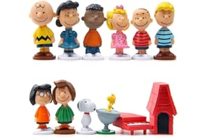 Ropniik 12 Stücke Snopy Figuren, Snopy Mini Figuren Set, Kuchendekoration, Autodekoration, Anime Modell Statue, Ornamente, Heimdekoration für Mädchen Geschenk