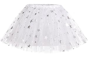 PLIKSUVER Tutu Skirts for Girls 3 Layers Tulle Ballet Dance Skirts with Stars Sequin for Kids Girls Dance Birthday Princess Party Performance Christmas Halloween