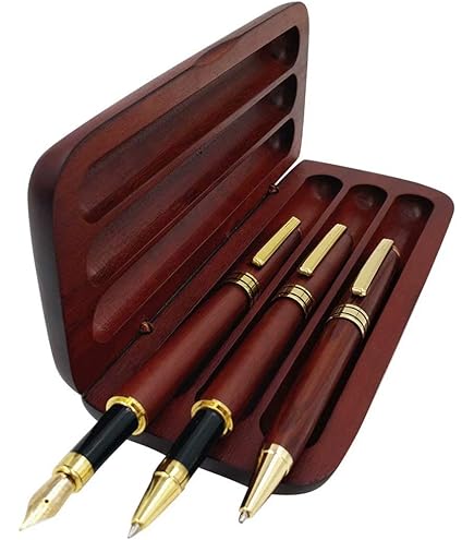 Set Da Scrittura Mark Twain - Penna A Sfera E Stilografica In Legno, Elegante Per Ufficio