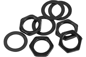 sourcing map 4 Set Guitar Nuts and Washers 3/8" Guitar Input Output Jack Socket Nuts Black for Guitar Bass
