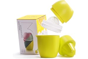 Lechin Lemon Squeezer with Unique Lemon Shape Design Citrus Juicer Manual Two Ways of Use for Different Fruits (Yellow)