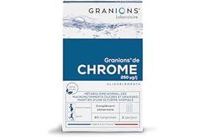 Chrome GRANIONS - 250 µg - Fabriqué en France - Maintien d'une glycémie normale - Coupe Faim - 60 comprimés