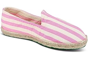 weltenmann Corralejo – Espadrillas Slip-on a Colore a Strisce Larghe in Cotone con Borsa di Stoffa, 41-46, Handmade in Spain