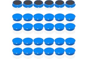 DUJEQM Aimant Frigo - Lot de 30 Aimant Puissant Bleue, Mini Aimants Tableau Magnétique Magnet Frigo, Petit Aimant Rond Aiment Plat Décoratifs pour Tableau Blanc, Calendrier, Bureau, École de Bureau