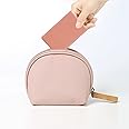 Folding Handheld Mirror with Stand,PU Leather Cover Angle Adjustable Stainless Steel Anti Falling Travel Mirror for Travel, Camping,Home,Gift Mirror Compact for Women Girls (Pink)
