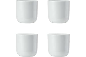 Mikasa Chalk Set di portauova in porcellana 4 pezzi, portauova bianchi per la tavola della colazione, portauova in porcellana da 5 cm, lavabile in lavastoviglie e con confezione regalo