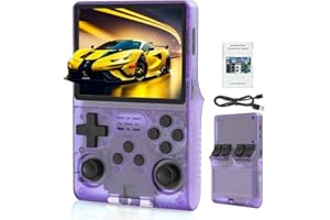 NEXASYMPHY R40S Handheld Game Console, 3.5 inch Retro Handheld Games Consoles IPS Screen Open Source Linux System Built-in 30000+ Classic Games Retro Video Game Console (Purple）
