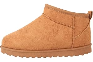 MIOBER Kids Suede Winter Boots,Toddlers Kids Boy & Girl Warm Comfy Snow Boot,Anti Slip Cosy Plush Faux Fur Slip On Booties