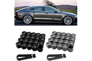EAVUYIS 40 Pezzi Tappi a Vite Ruota Universale 17mm Copridadi Coperture Copricerchi Plastica per Auto Coperchio di Protezione del Dado Esagonale del Pneumatico (Nero/Grigio)